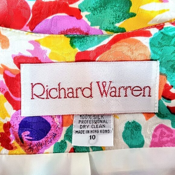 Vintage Richard Warren Floral Silk Jacquard Pleated Peplum Jacket - Picture 4 of 4